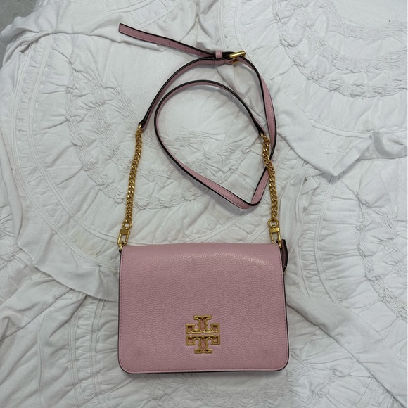 Tory Burch Bags Tory Burch Pink And Gold Crossbody Bag Poshmark
